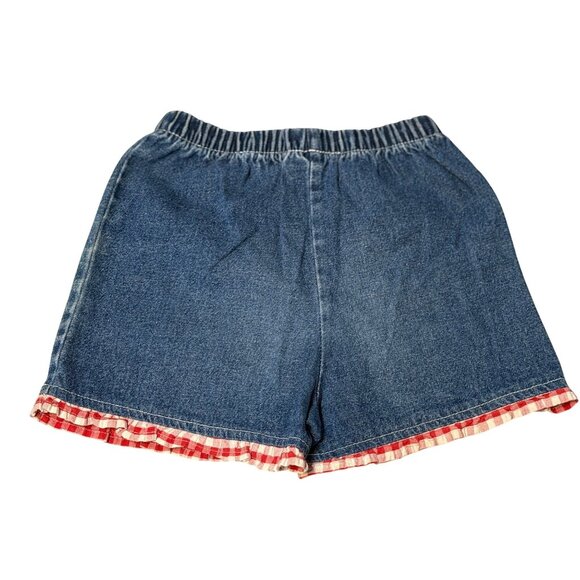 VTG Classic Girls’ Size 6 Denim Shorts 9x10 Ruffle Cherry Butterfly Embroidered - Picture 8 of 8